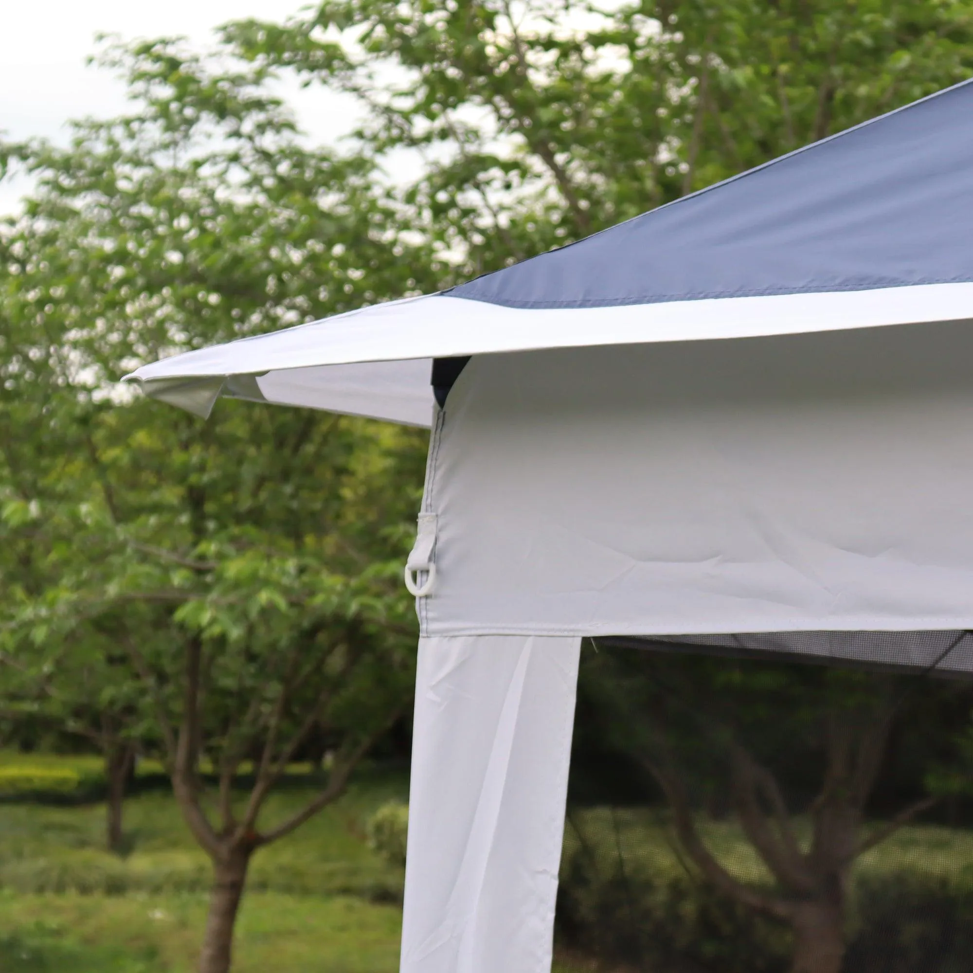 11x 11Ft Pop Up Gazebo Canopy With Removable Zipper Netting,2-Tier Soft Top Event Tent,blue