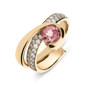 18ct Rose Gold Pink Tourmaline and Diamond Dress Ring