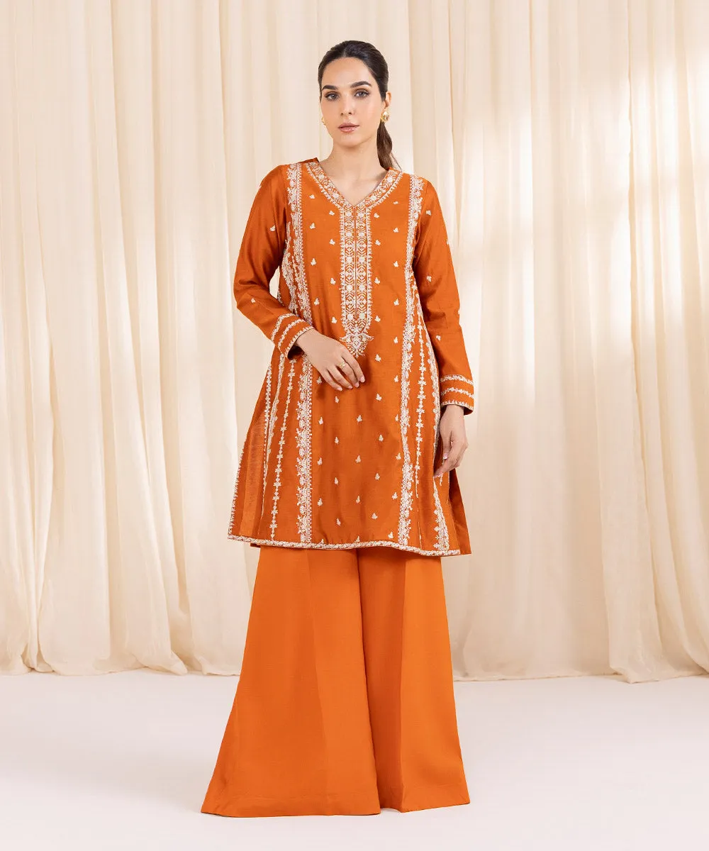 2 Piece - Embroidered Cotton Net Suit