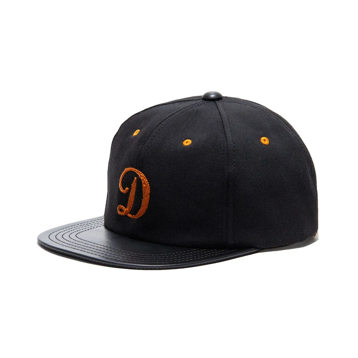 2 TONE LEATHER COTTON CAP - Black