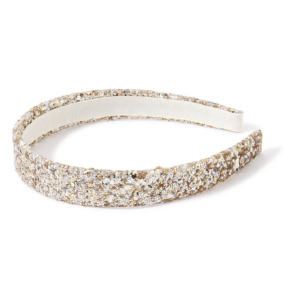 Accessorize London Girl's Gold Glitter Alice Hair Band