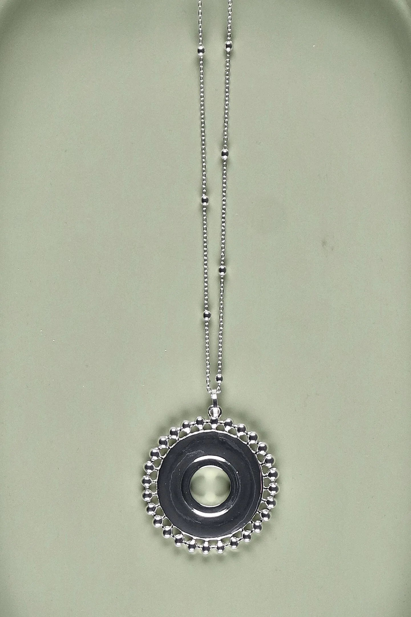 Adorne Nellie Ball Edge Pendant Necklace Silver