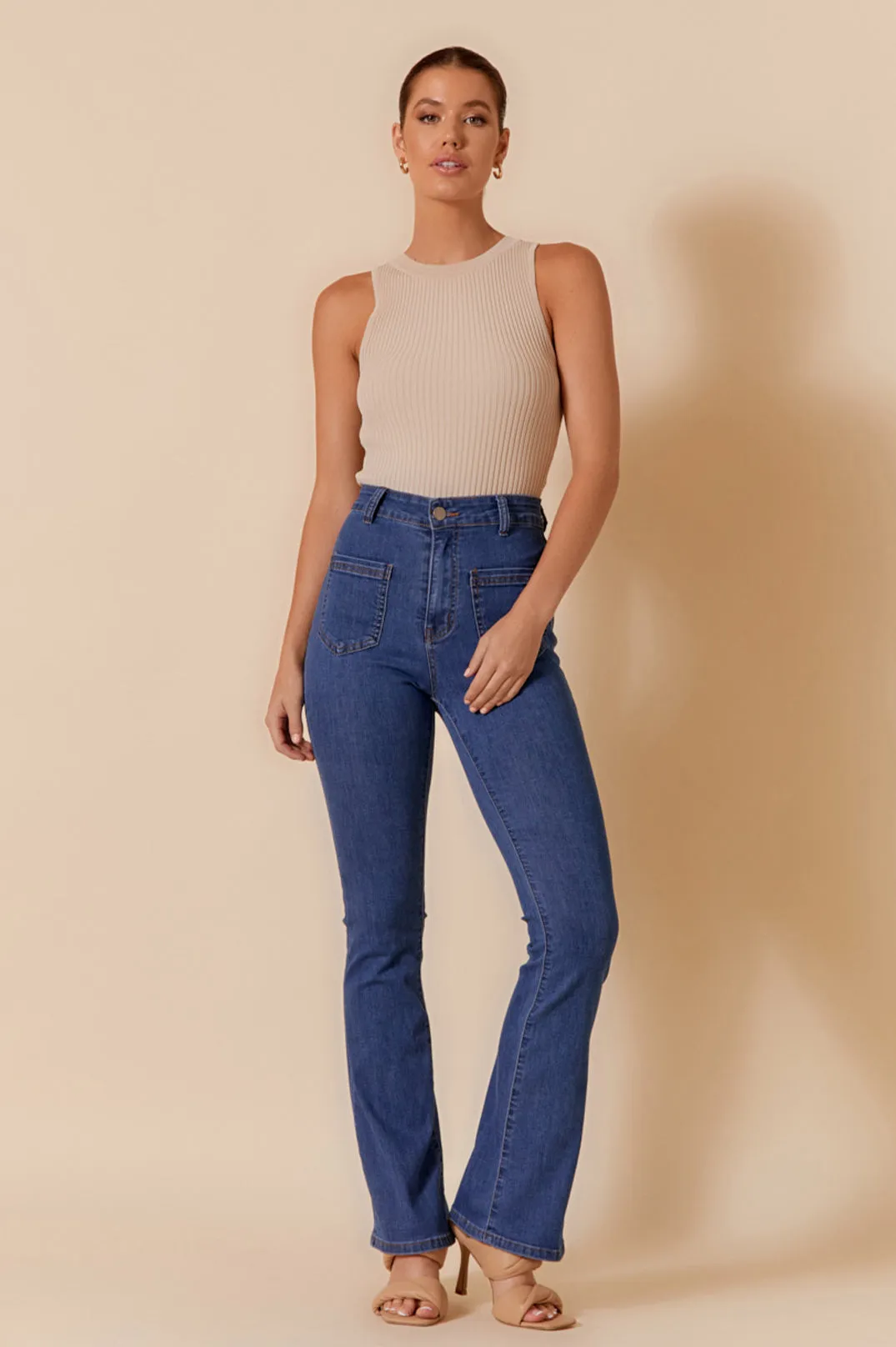 Adorne Sydney Bootleg Jean Mid Denim