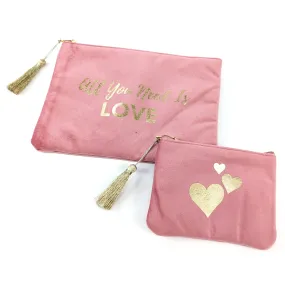 All You Need is Love' Set of 2 Velvet Bags/Purses