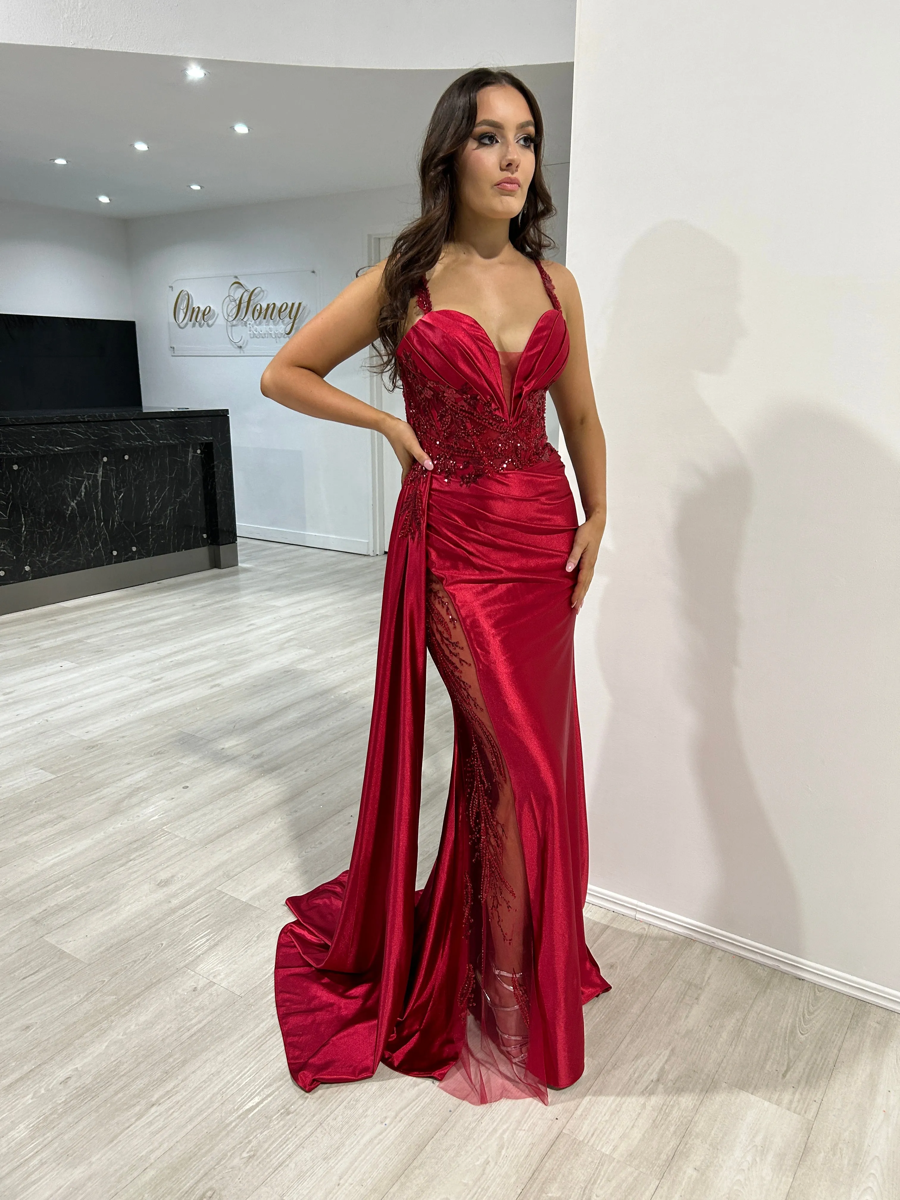 ANTONIA Embellished Corset Satin Mermaid Formal Dress