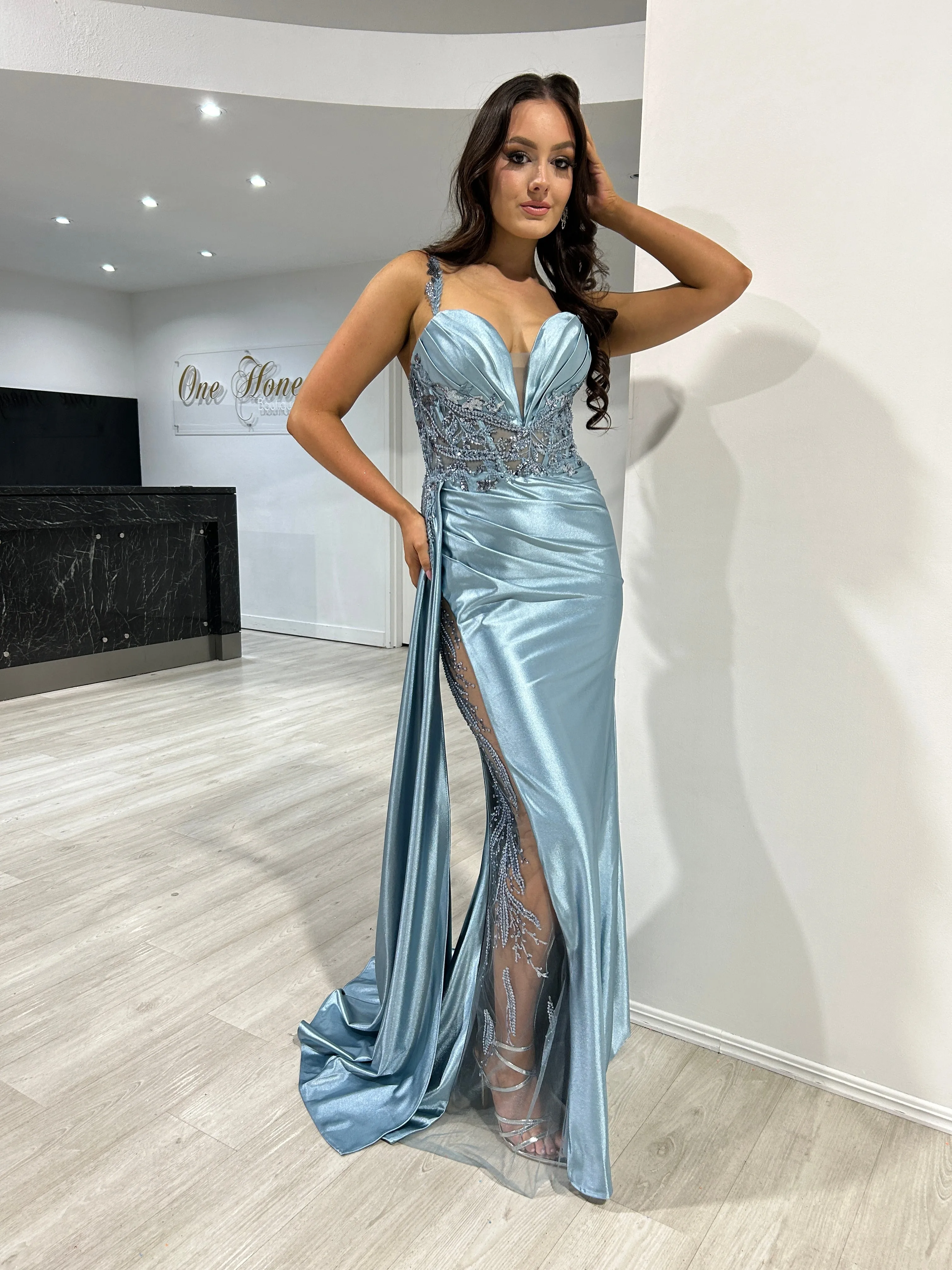 ANTONIA Embellished Corset Satin Mermaid Formal Dress