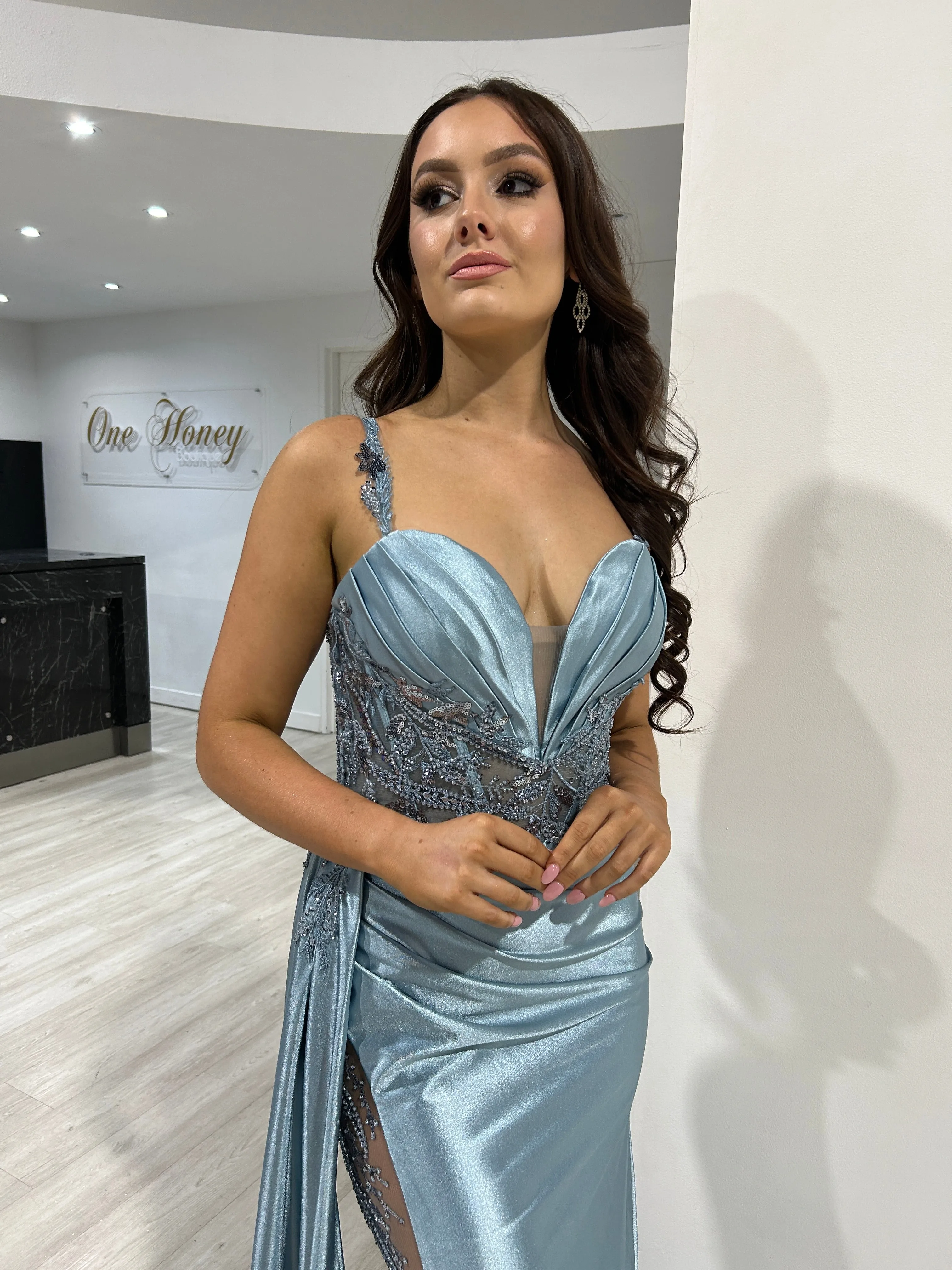 ANTONIA Embellished Corset Satin Mermaid Formal Dress