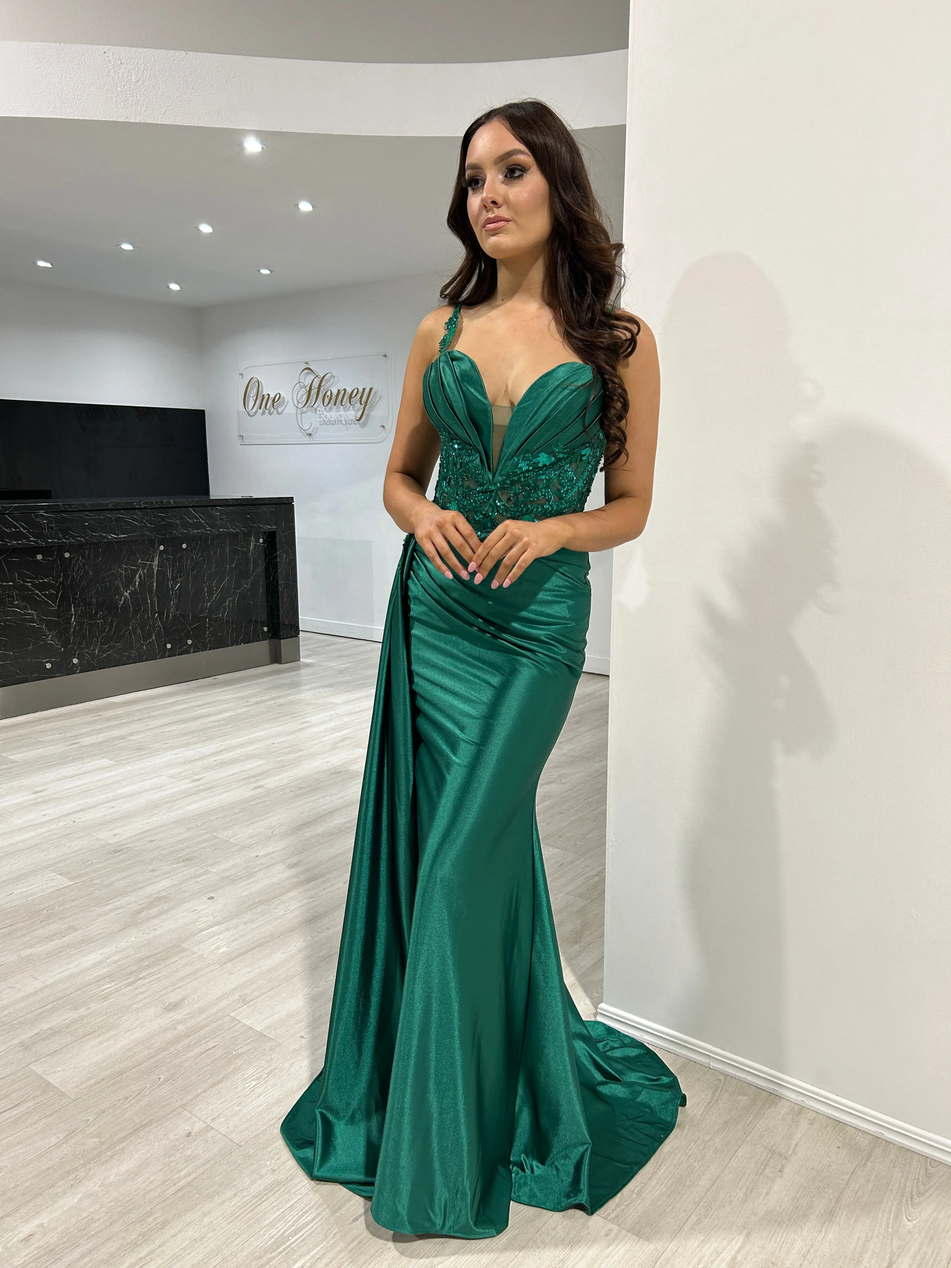 ANTONIA Embellished Corset Satin Mermaid Formal Dress