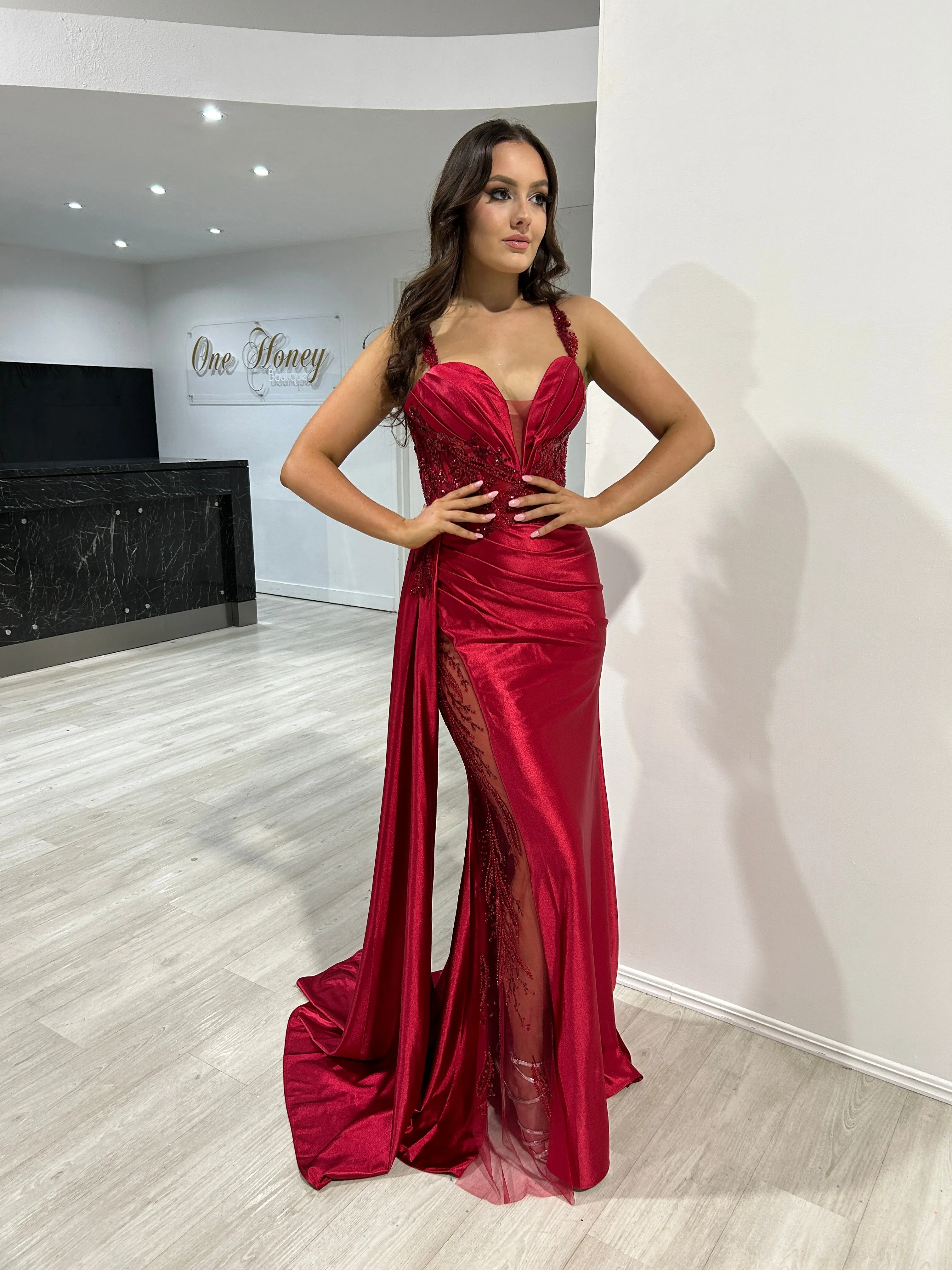 ANTONIA Embellished Corset Satin Mermaid Formal Dress