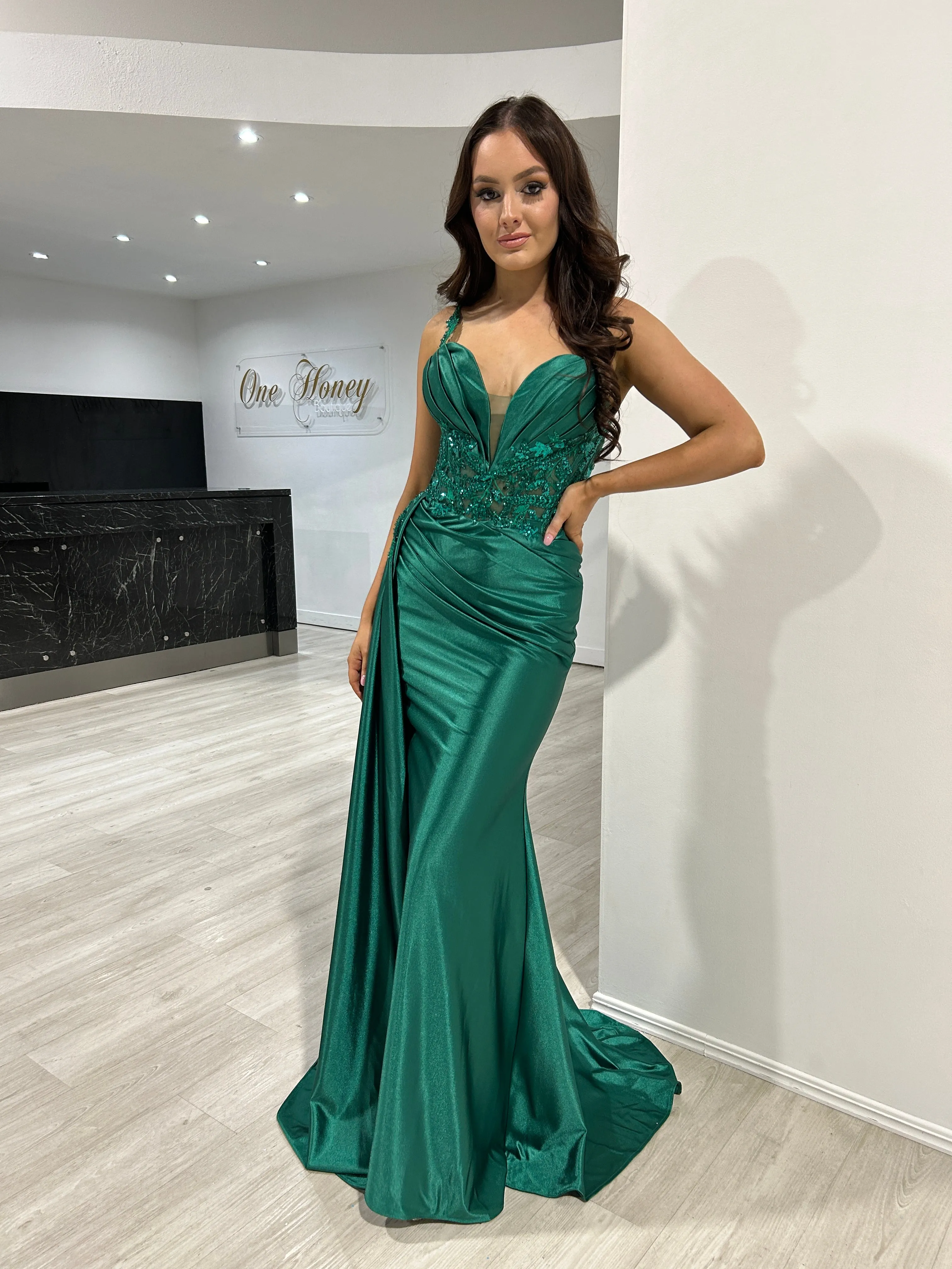 ANTONIA Embellished Corset Satin Mermaid Formal Dress