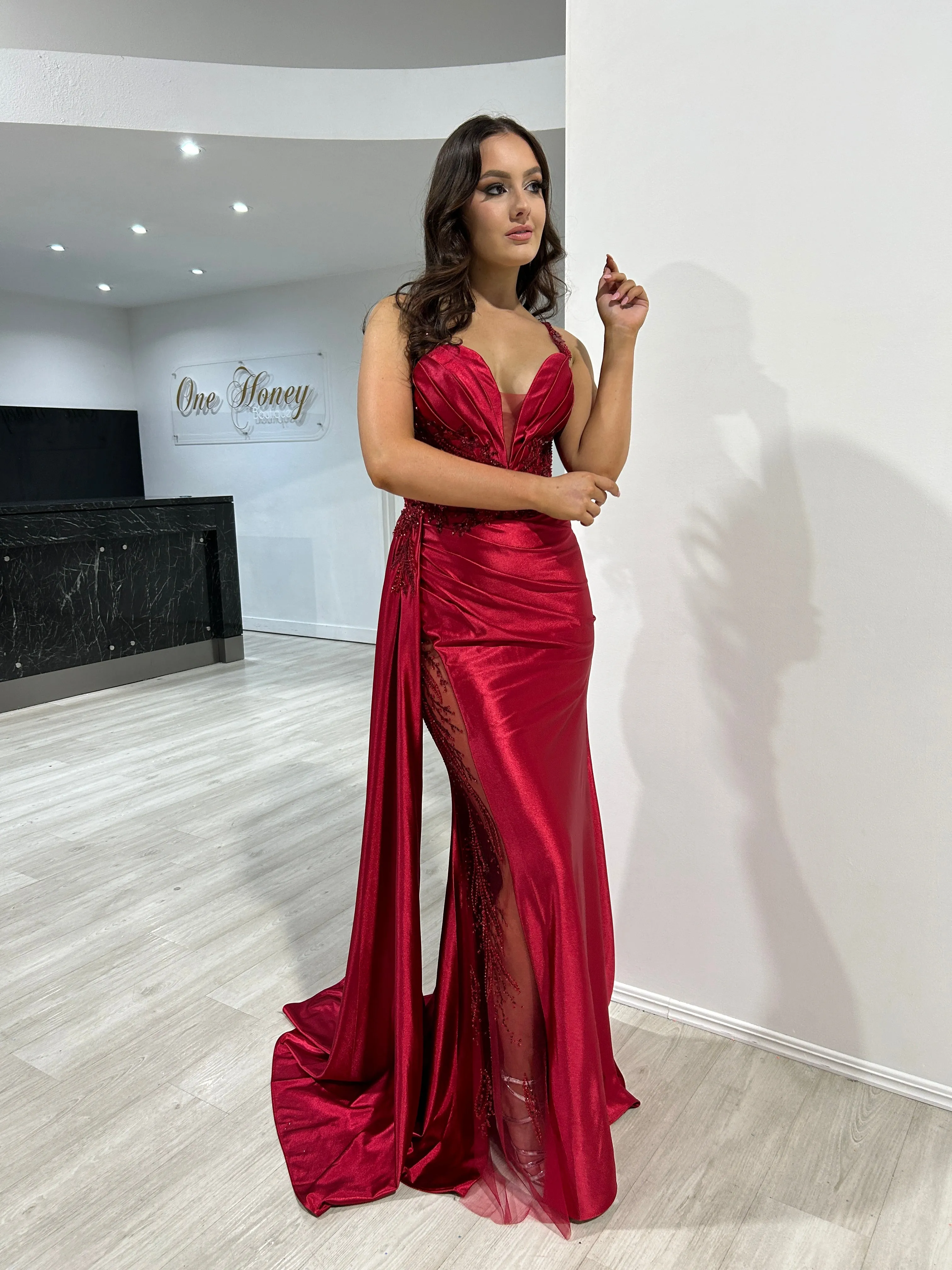 ANTONIA Embellished Corset Satin Mermaid Formal Dress