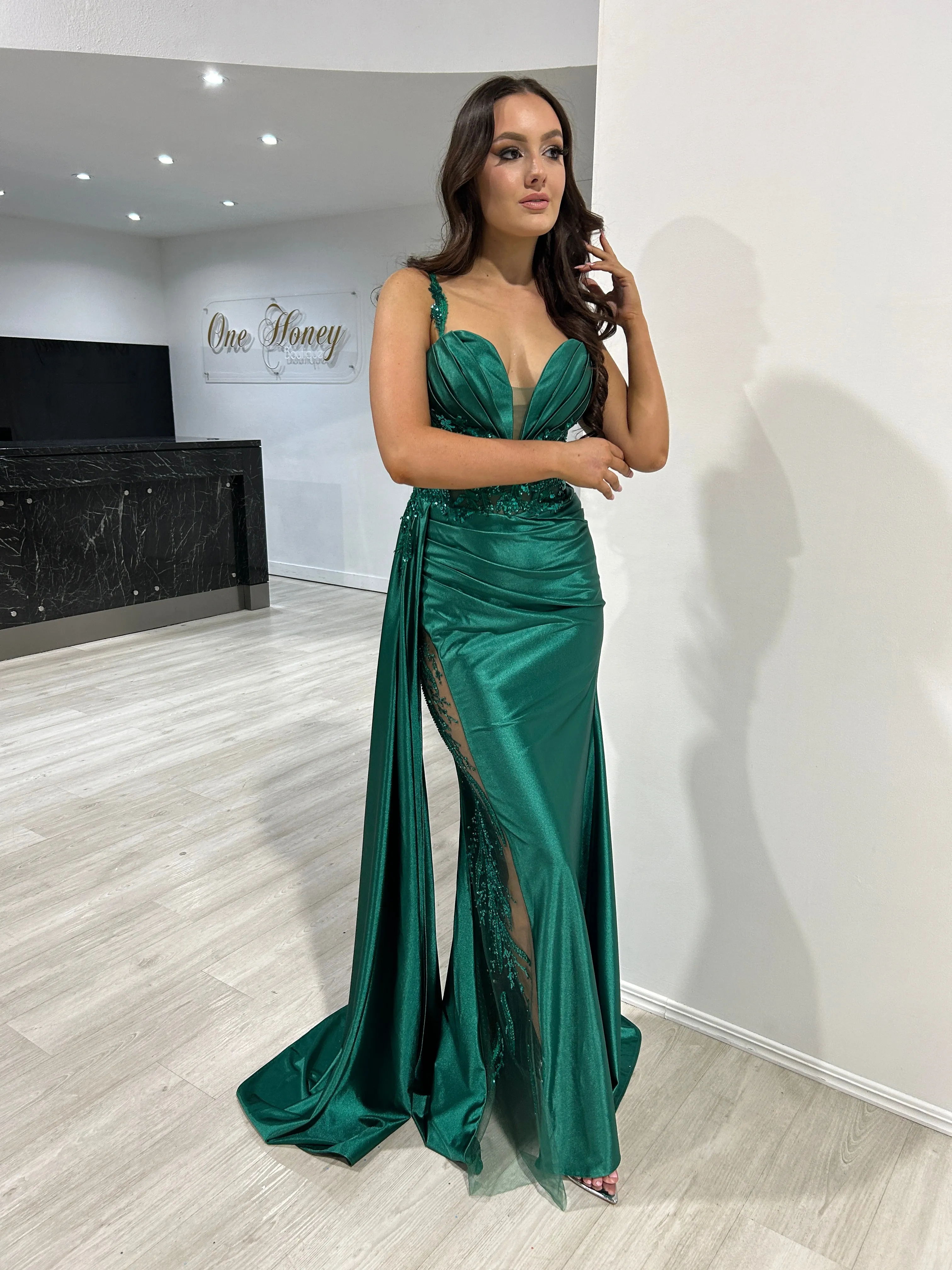 ANTONIA Embellished Corset Satin Mermaid Formal Dress