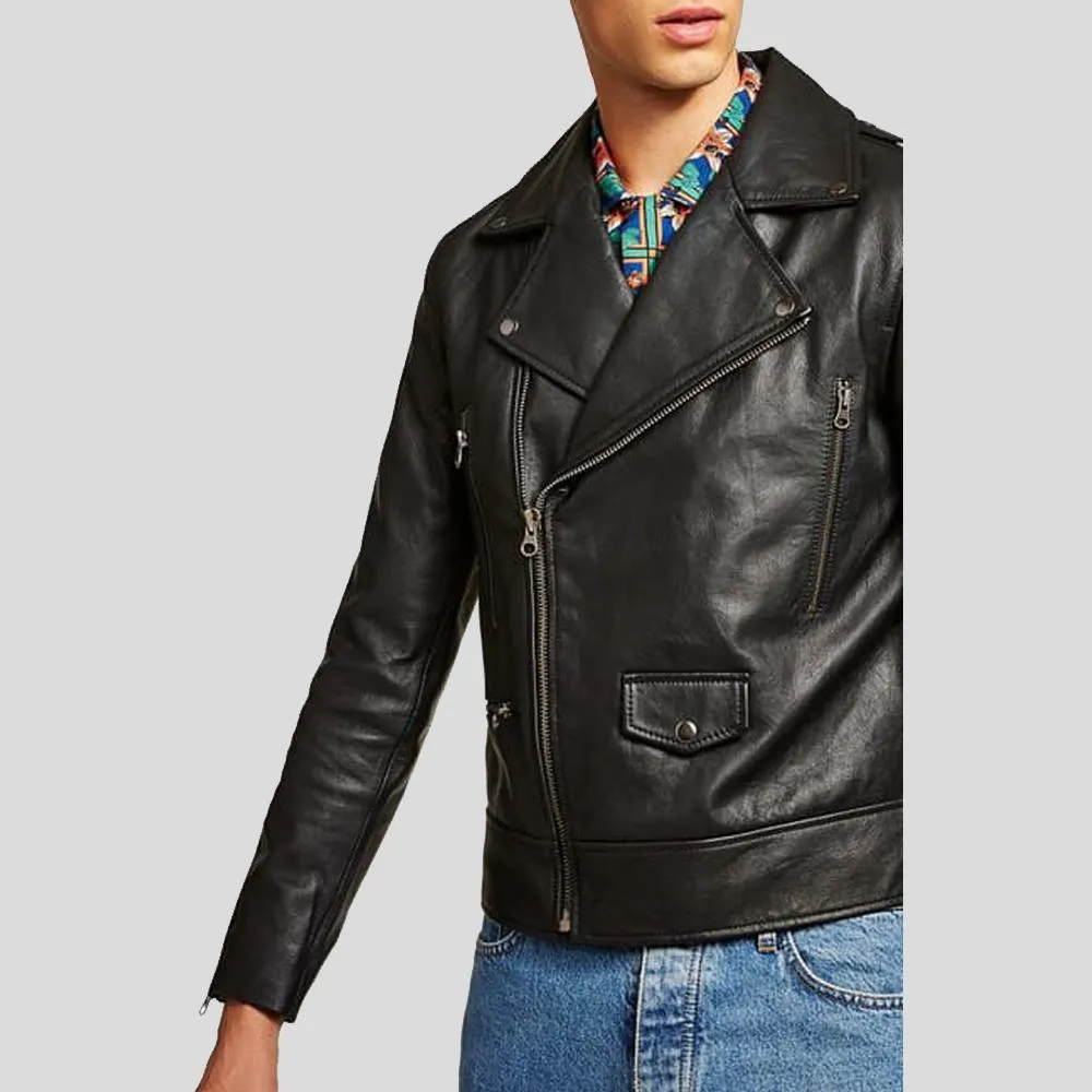 Aydan Black Motorcycle Leather Jacket