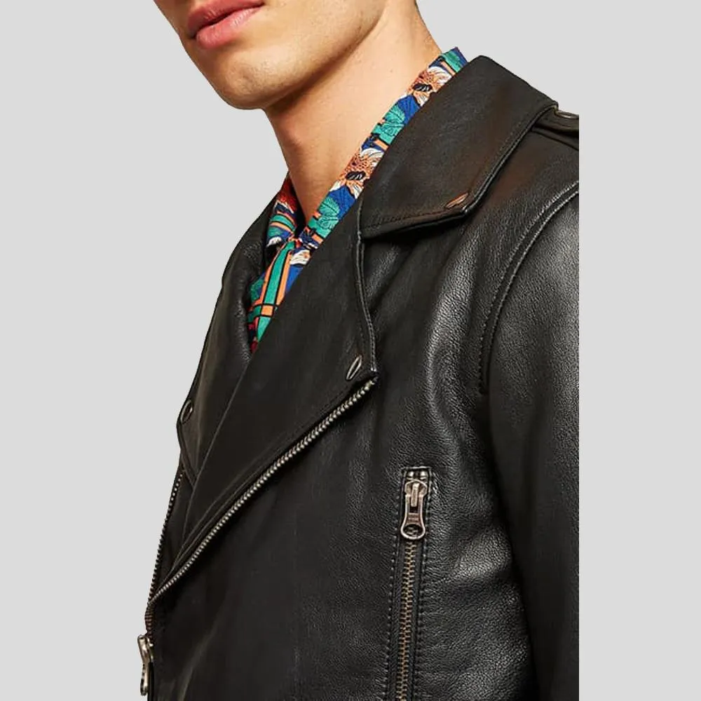 Aydan Black Motorcycle Leather Jacket