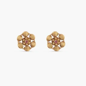 Azba Simple Floral Antique Stud Earrings