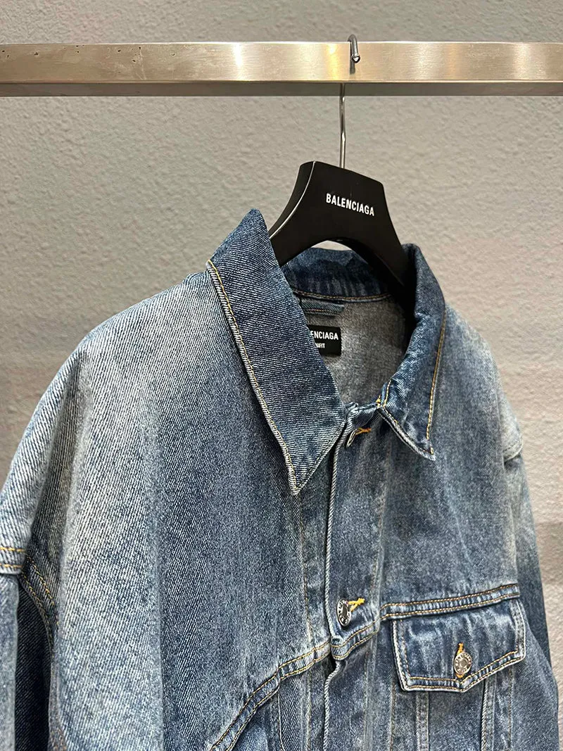 BALENCIAGA SPRAY PAINT LOGO DENIM JACKET