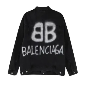 BALENCIAGA SPRAY PAINT LOGO DENIM JACKET