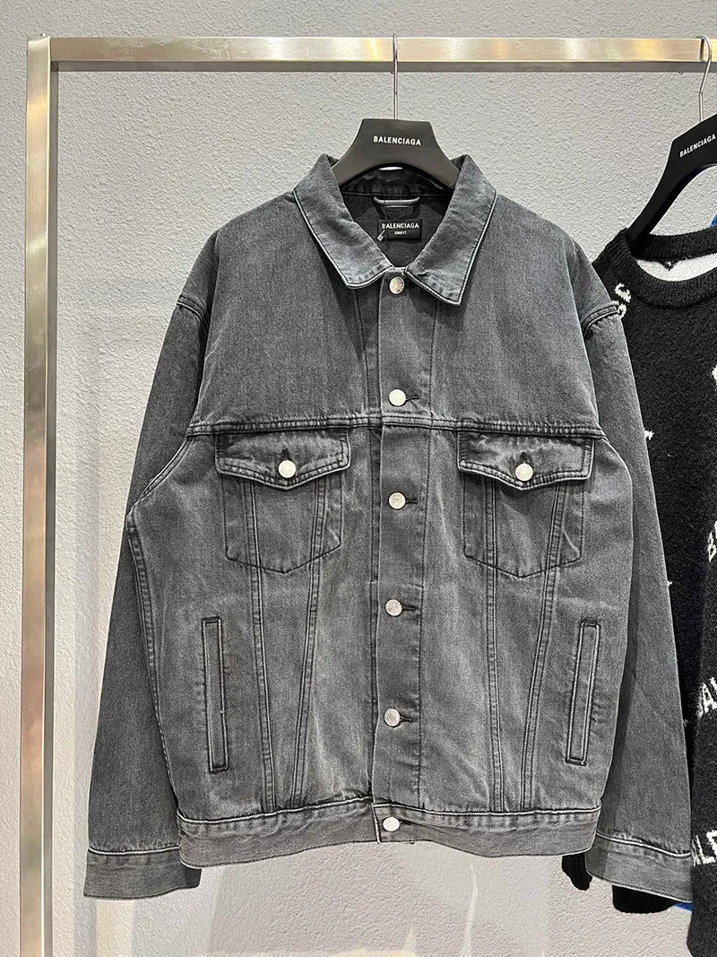 BALENCIAGA SPRAY PAINT LOGO DENIM JACKET