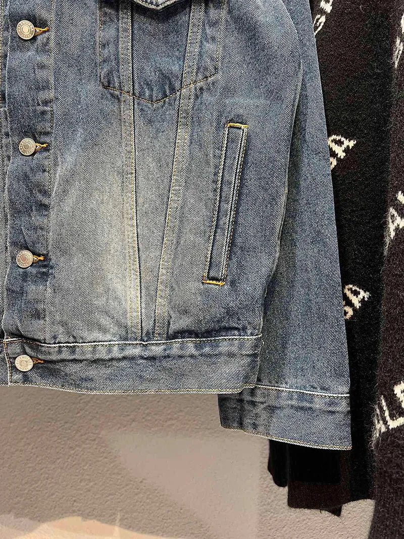 BALENCIAGA SPRAY PAINT LOGO DENIM JACKET