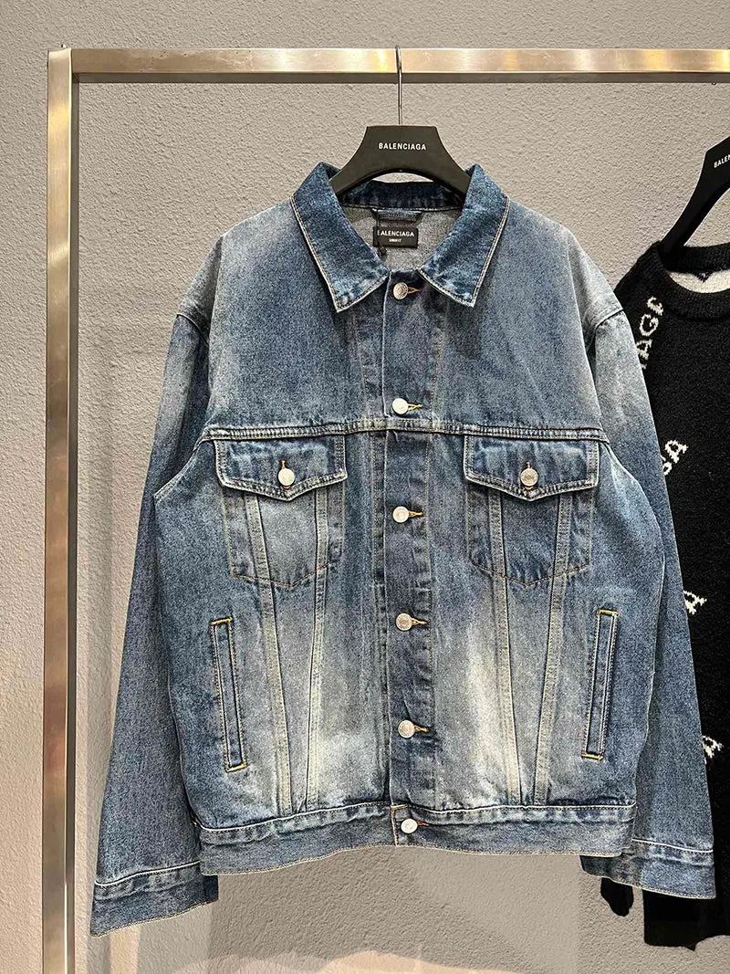 BALENCIAGA SPRAY PAINT LOGO DENIM JACKET