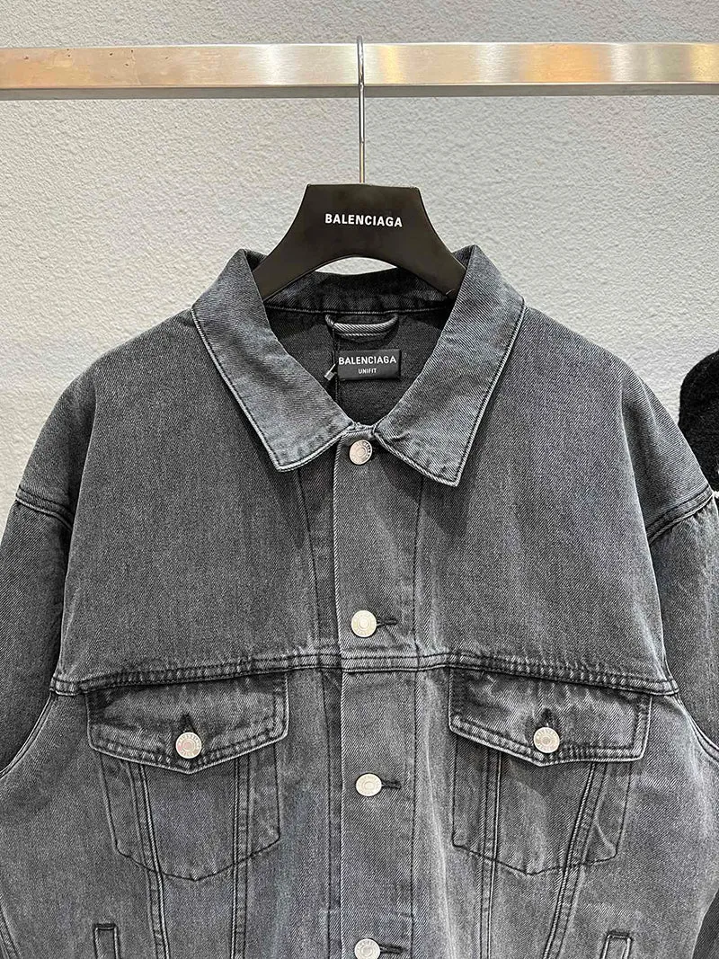 BALENCIAGA SPRAY PAINT LOGO DENIM JACKET