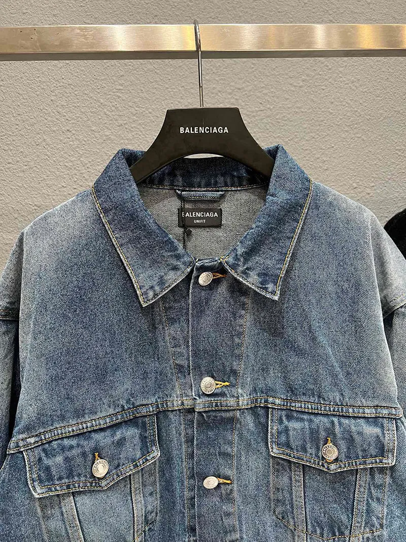 BALENCIAGA SPRAY PAINT LOGO DENIM JACKET