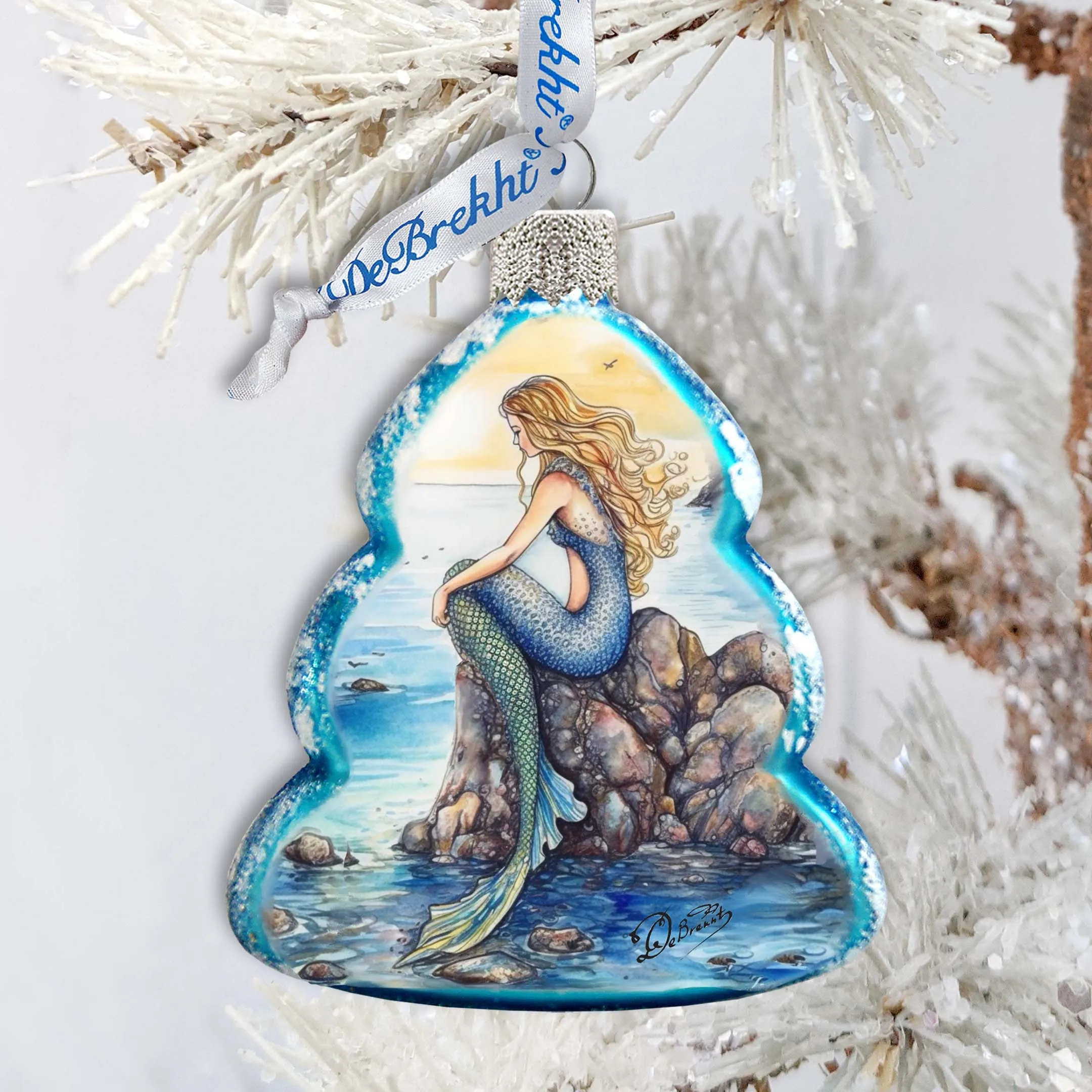 Beach House Décor - Mermaid Keepsake Glass Ornaments by G. Debrekht - Coastal Holiday Décor - 777400