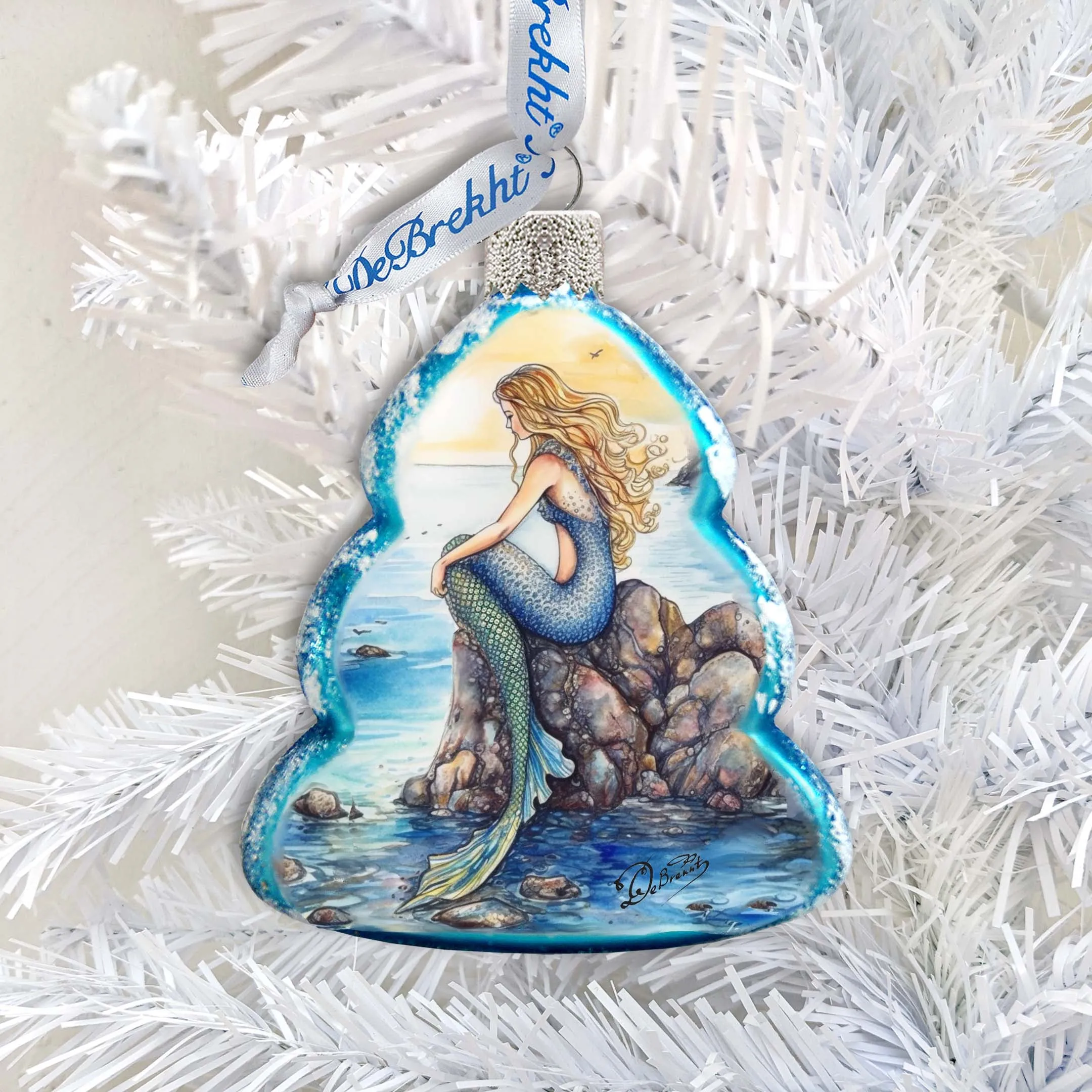 Beach House Décor - Mermaid Keepsake Glass Ornaments by G. Debrekht - Coastal Holiday Décor - 777400