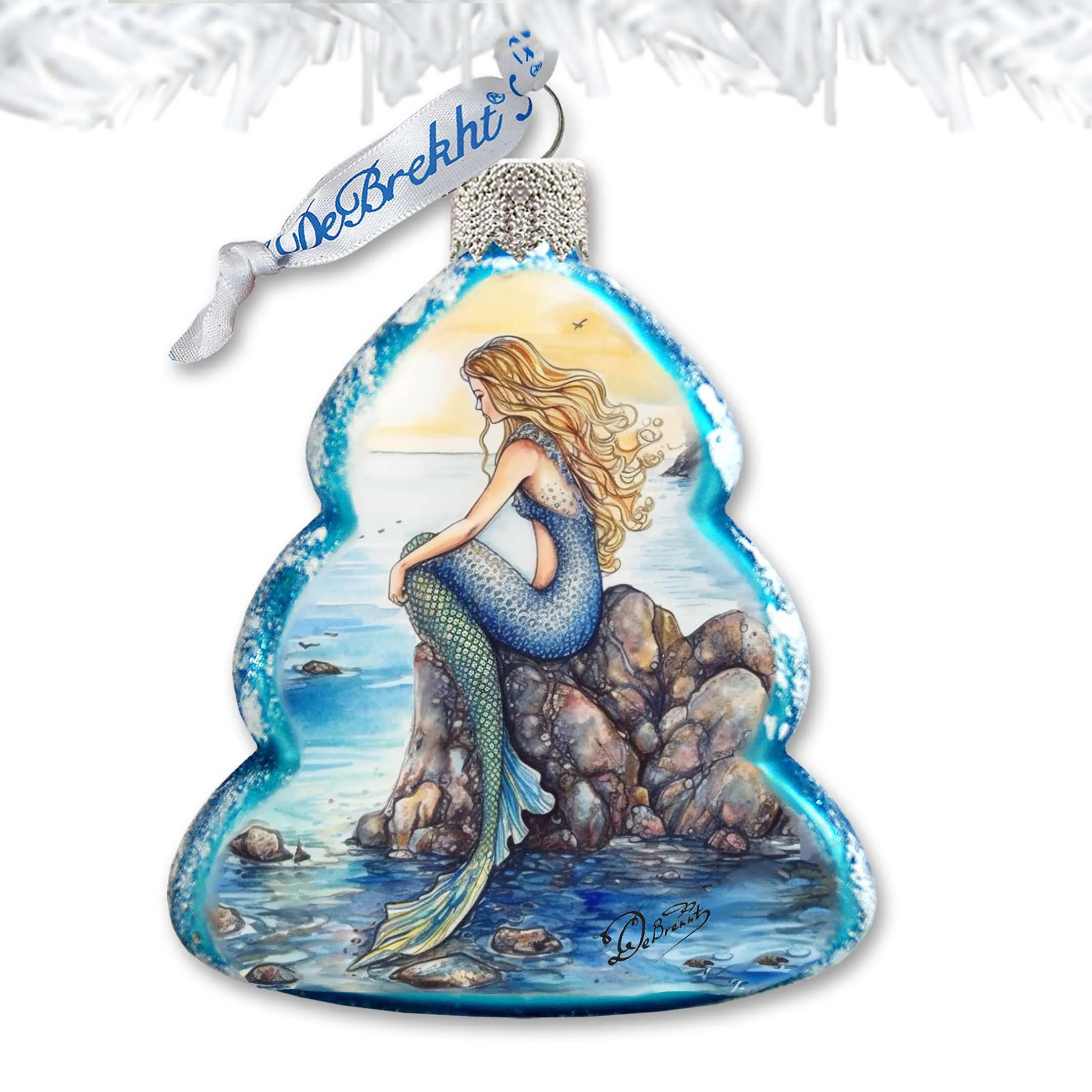 Beach House Décor - Mermaid Keepsake Glass Ornaments by G. Debrekht - Coastal Holiday Décor - 777400