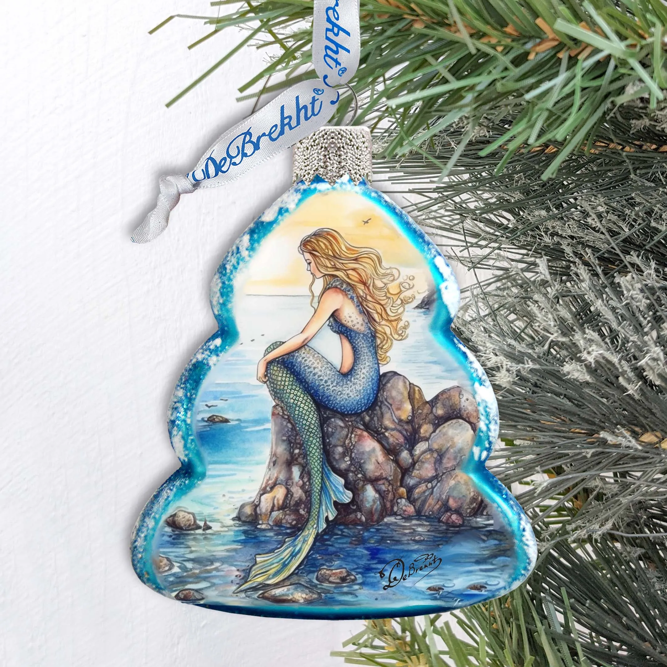 Beach House Décor - Mermaid Keepsake Glass Ornaments by G. Debrekht - Coastal Holiday Décor - 777400