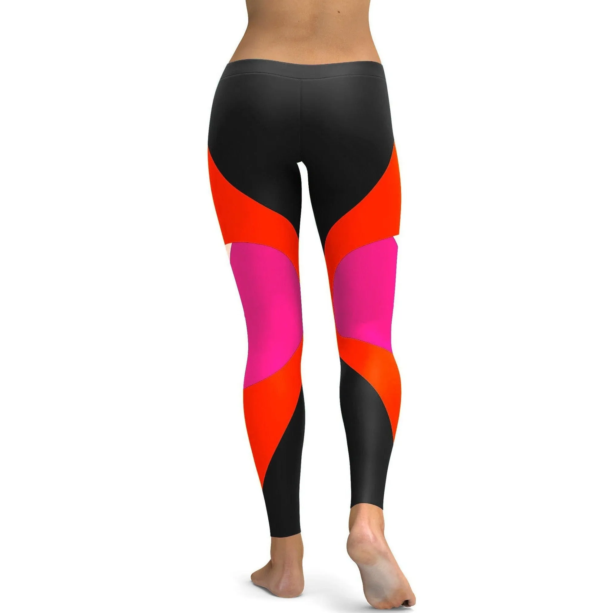 Black, Red, Pink Colorblock Leggings