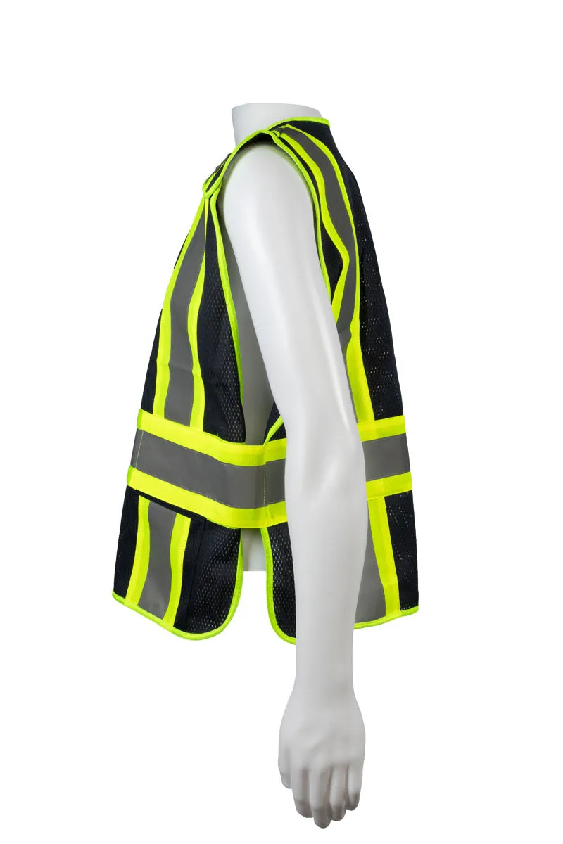 BLVM-PSV ANSI Type O Class 1 Navy Blue Mesh / Lime Green Contrast Expandable Breakaway Vest