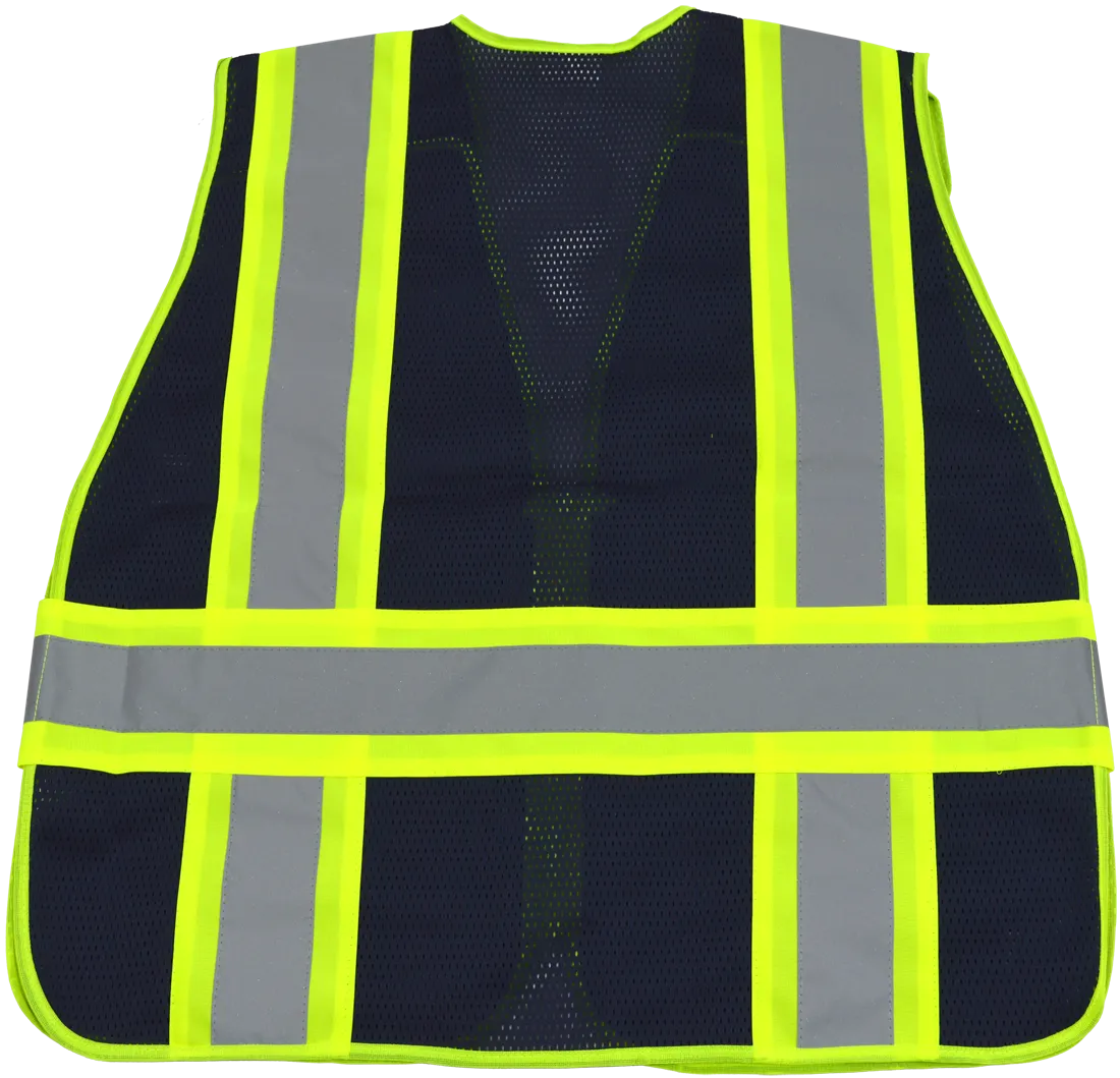 BLVM-PSV ANSI Type O Class 1 Navy Blue Mesh / Lime Green Contrast Expandable Breakaway Vest