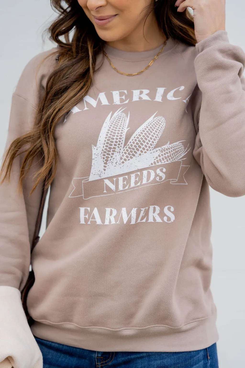 Bold America Needs Farmers Graphic Crewneck