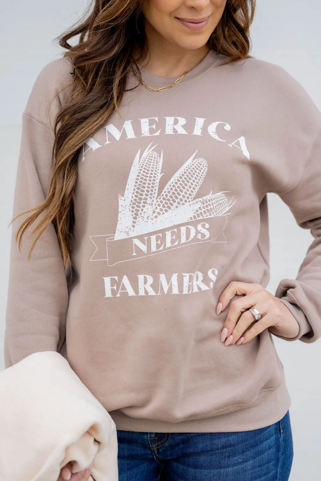 Bold America Needs Farmers Graphic Crewneck