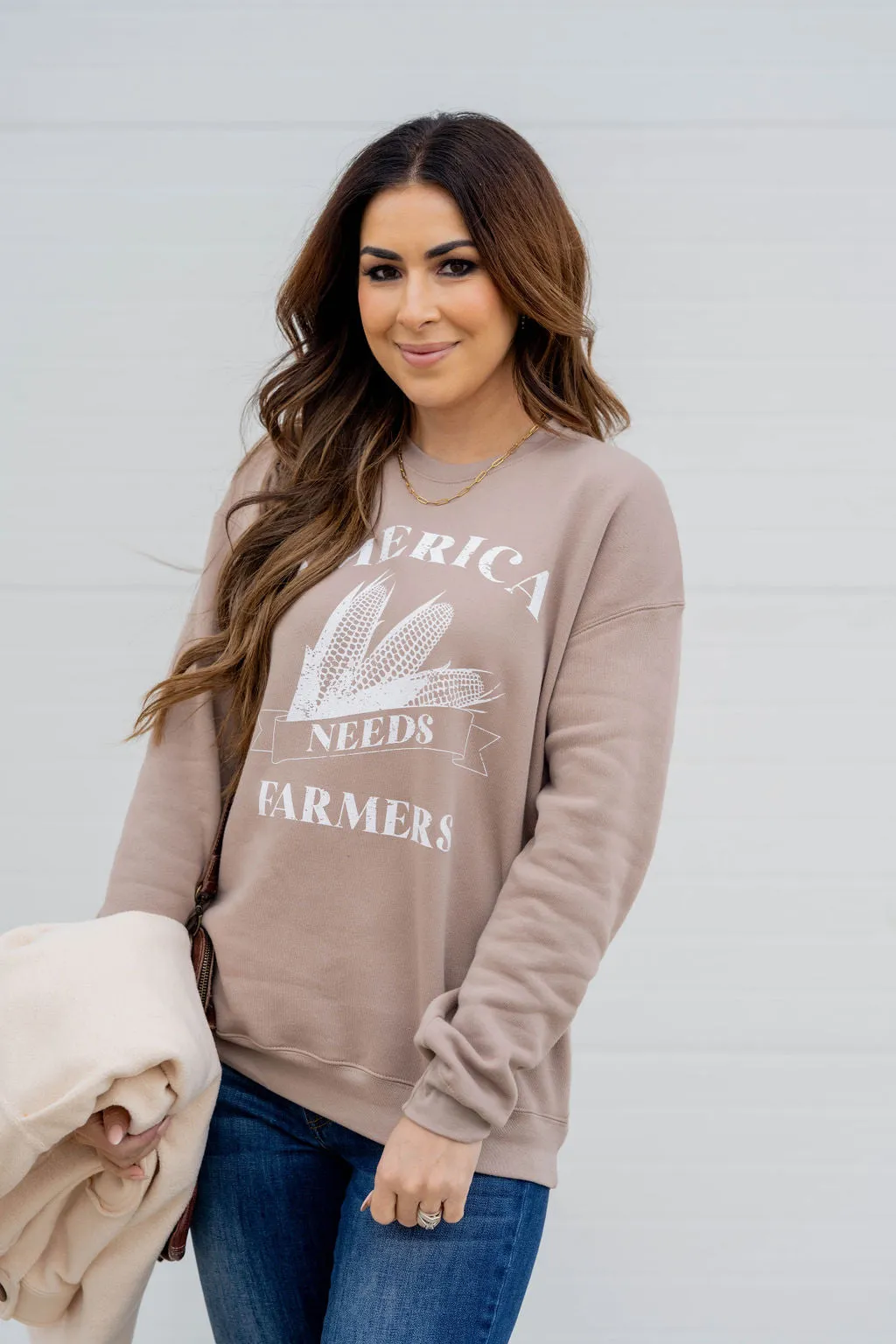 Bold America Needs Farmers Graphic Crewneck