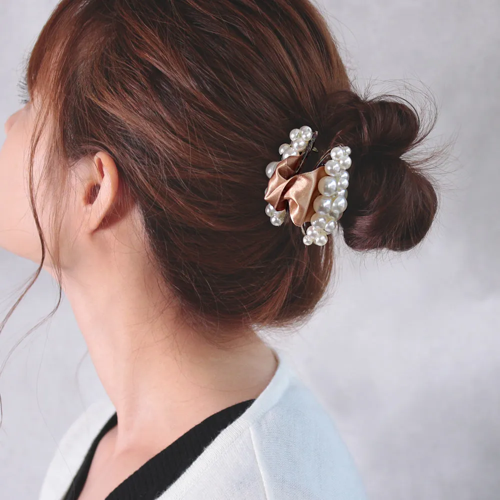 Bubble Pearl Ribbon Hair Clip