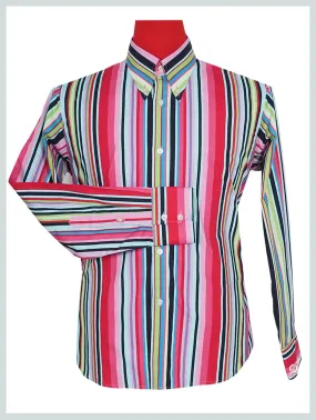 Button Down Shirt - Candy Style Multi Color Striped Shirt