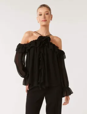 Calliope Ruffle Arrow Neck Top