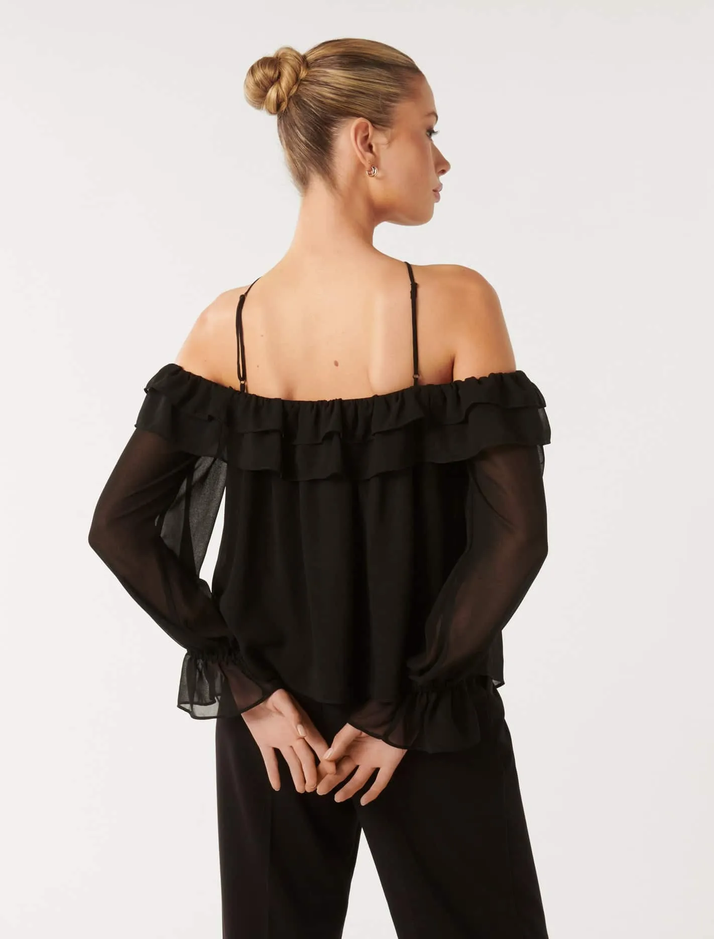 Calliope Ruffle Arrow Neck Top