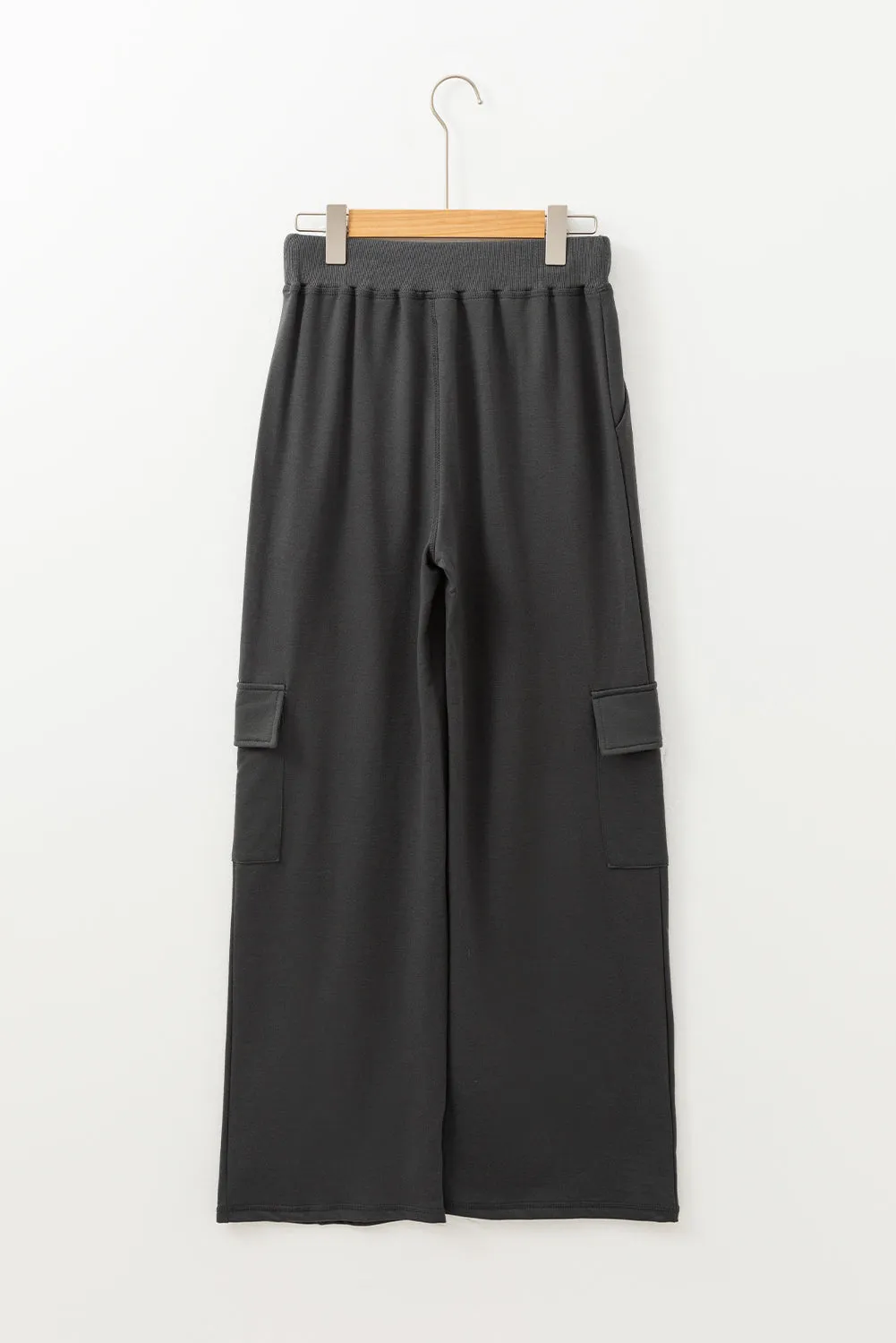 Carbon Grey Cargo Pockets Drawstring Sweatpants