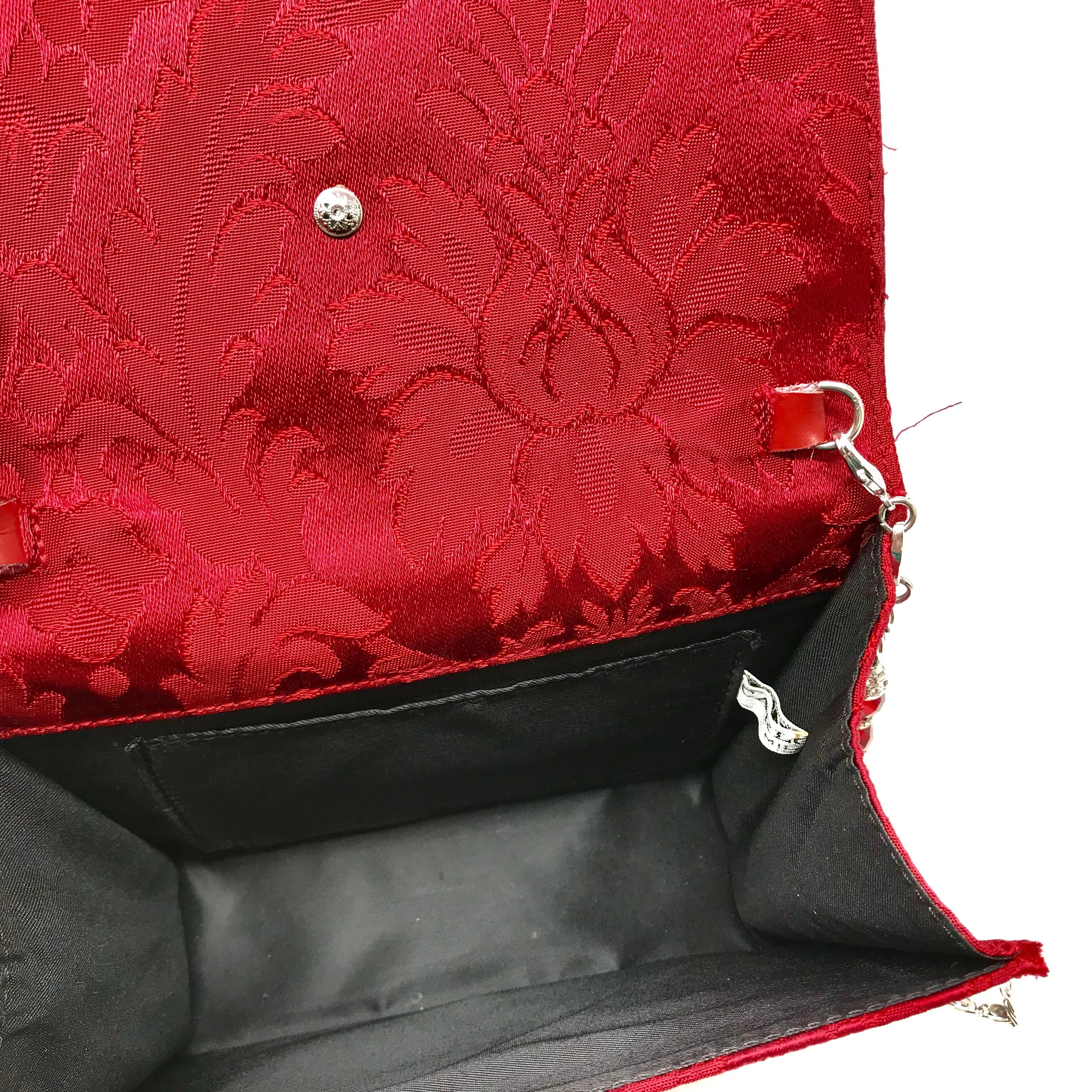 Carlo Zini Milano Crystal Jeweled Butterfly and Flower Red Mini Bag