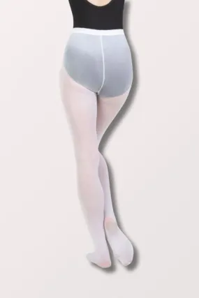 Children's TotalSTRETCH Footed Dance Tights (Elastic Waistband) - White