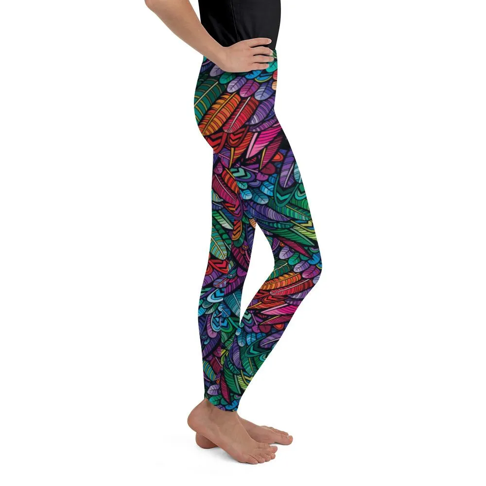 Colorful Feathers Youth Leggings