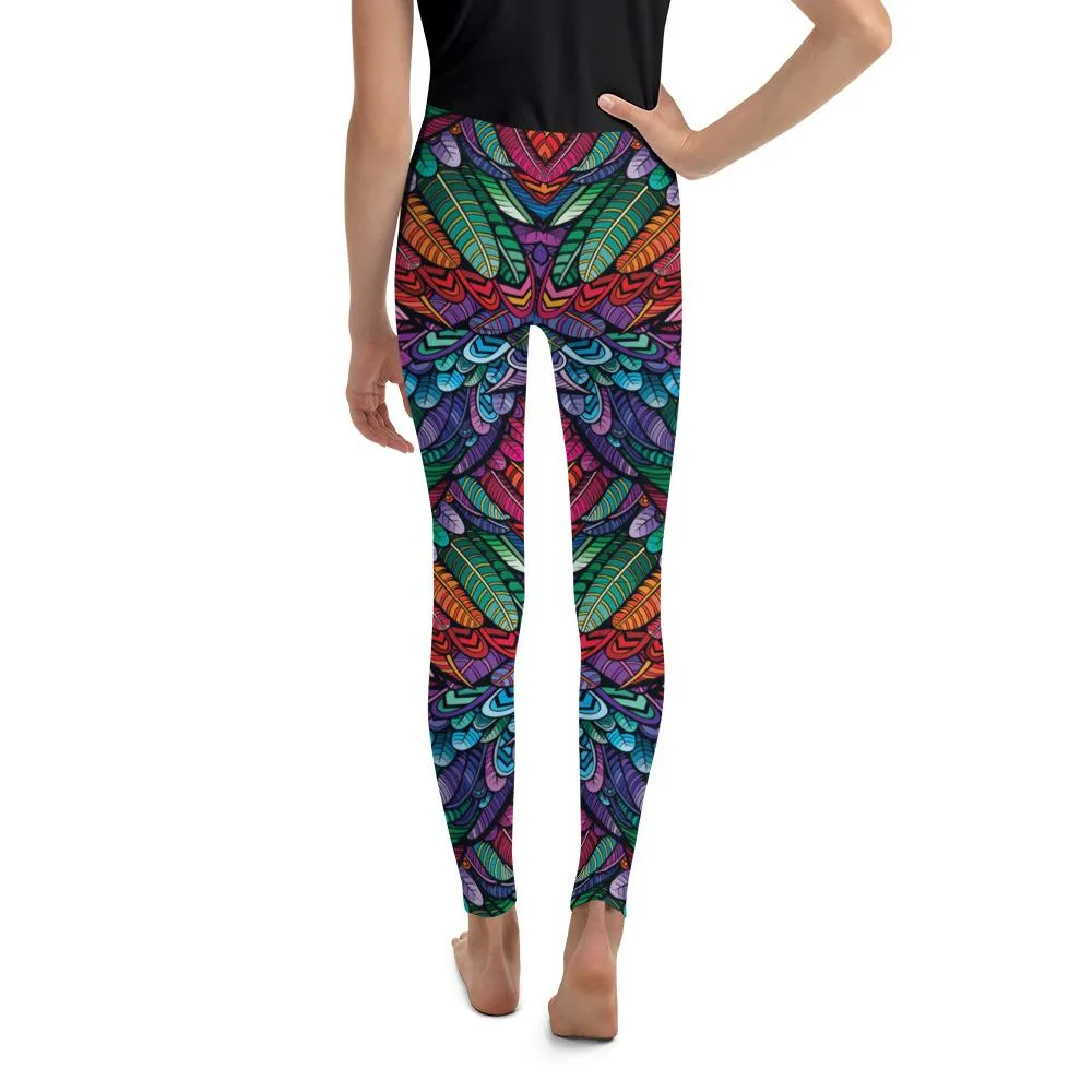 Colorful Feathers Youth Leggings