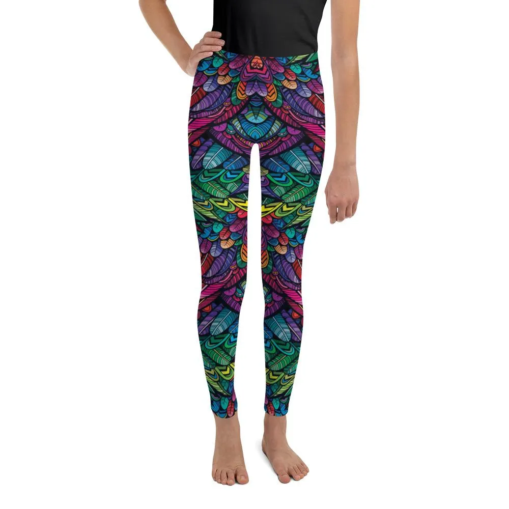 Colorful Feathers Youth Leggings