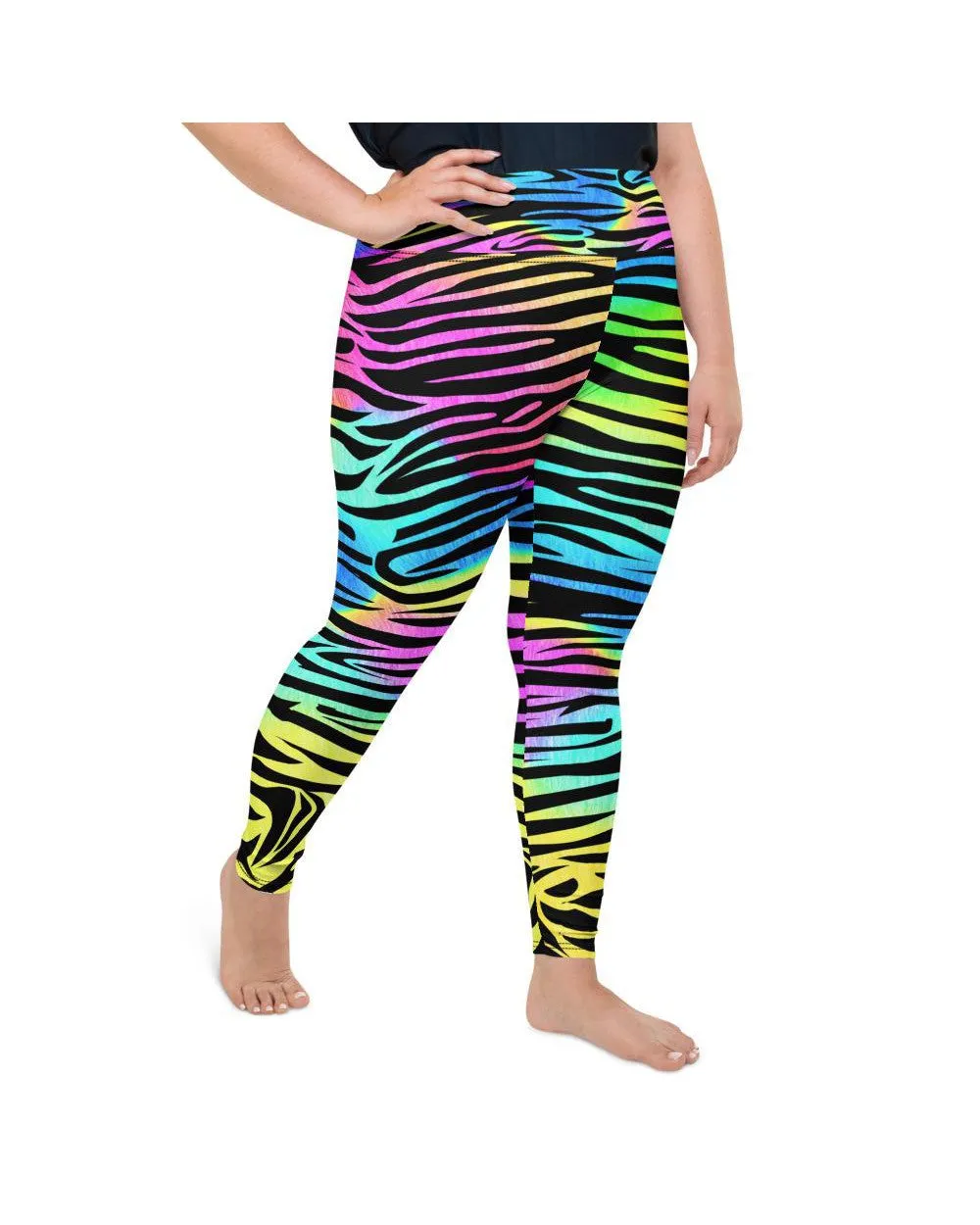 Colorful Zebra Striped Plus Size Leggings