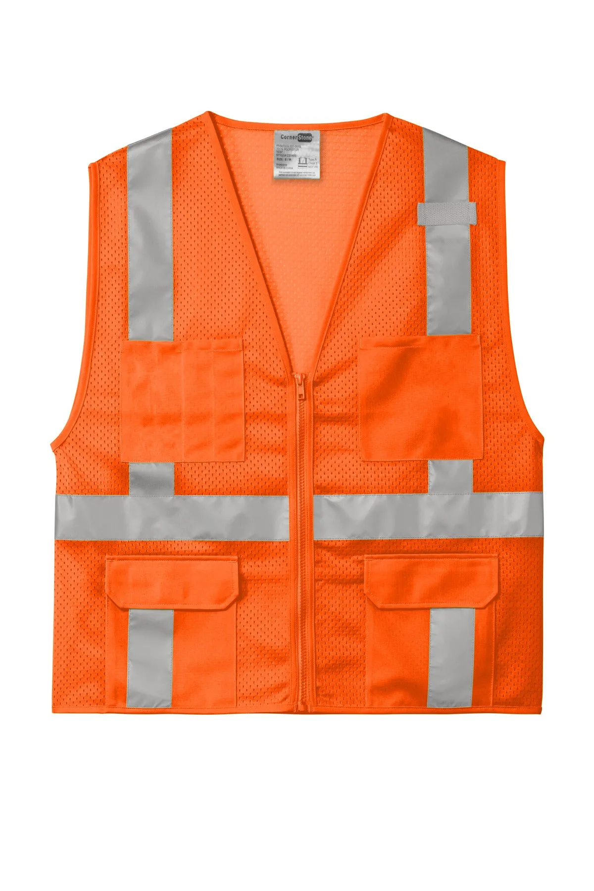 CornerStone ANSI 107 Class 2 Mesh Six-Pocket Zippered Vest. CSV104