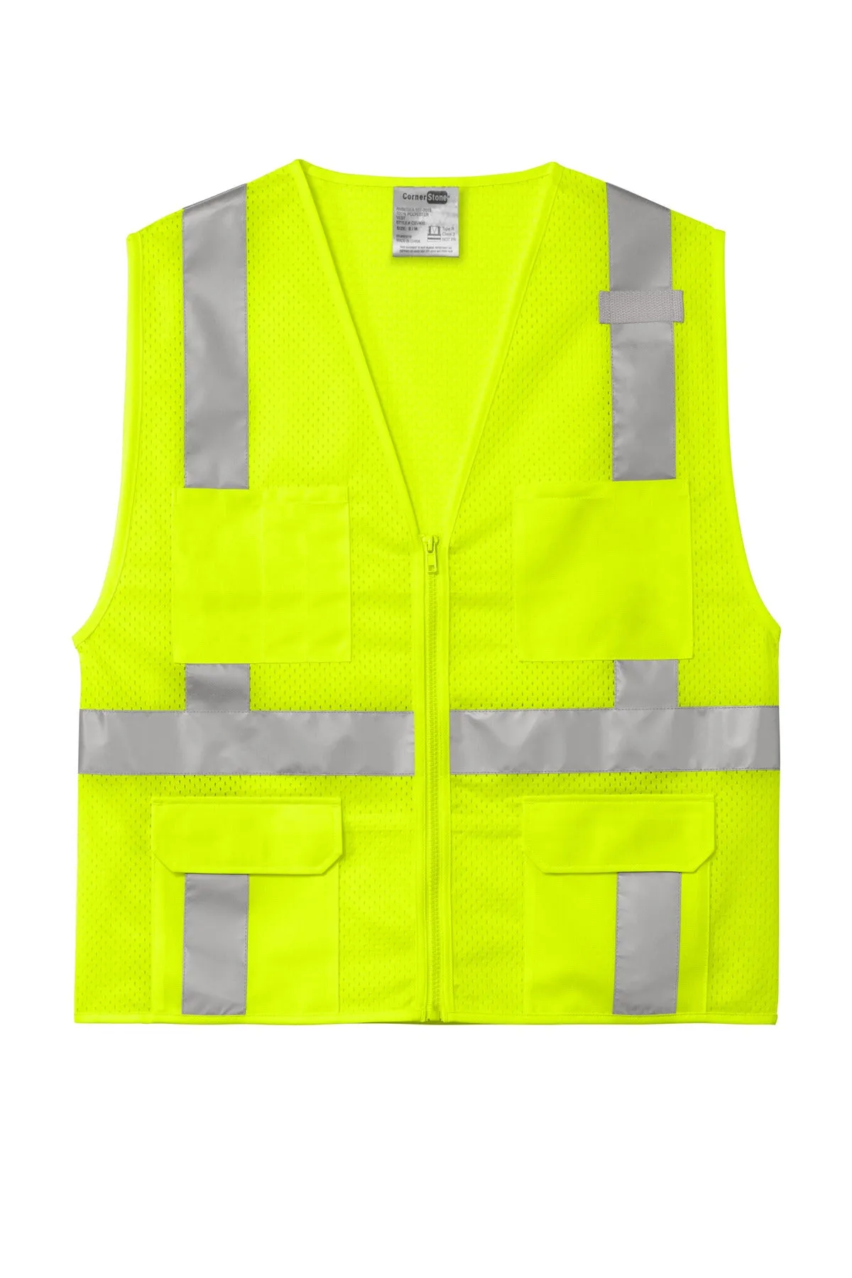 CornerStone ANSI 107 Class 2 Mesh Six-Pocket Zippered Vest. CSV104