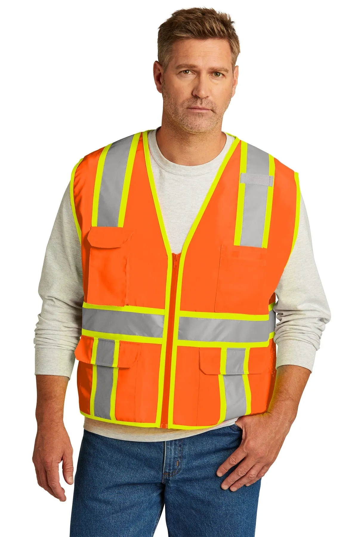 CornerStone ANSI 107 Class 2 Surveyor Zippered Two-Tone Vest. CSV105